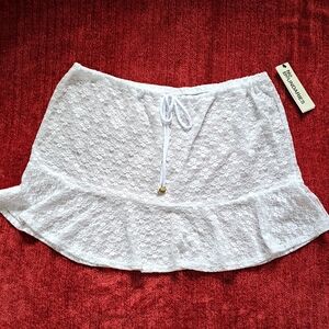 White Lace Mini Skirt Swim Suit Cover Up
